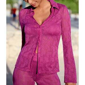 NWT Andie “The Suva Top” pink / magenta Floral Lace - Aurora / Size M